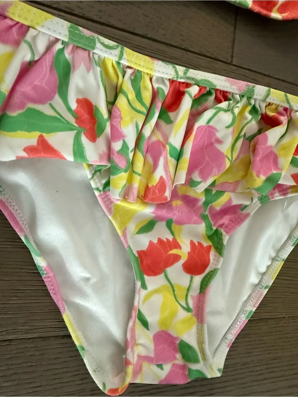 Janie and Jack Girls Floral Ruffle Two-Piece Swim Suit- Pink & Yellow size 7